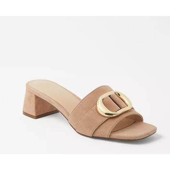 Buckle Strap Suede Sandals square toe Ann Taylor - size 7.5 - Picture 1 of 6